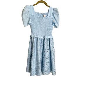 Rachel Parcell Blue Eyelet Puff Sleeve Dress XXS